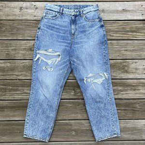 American Eagle Curvy Mom Jeans Distressed Stretch High Waisted Womens Size 10